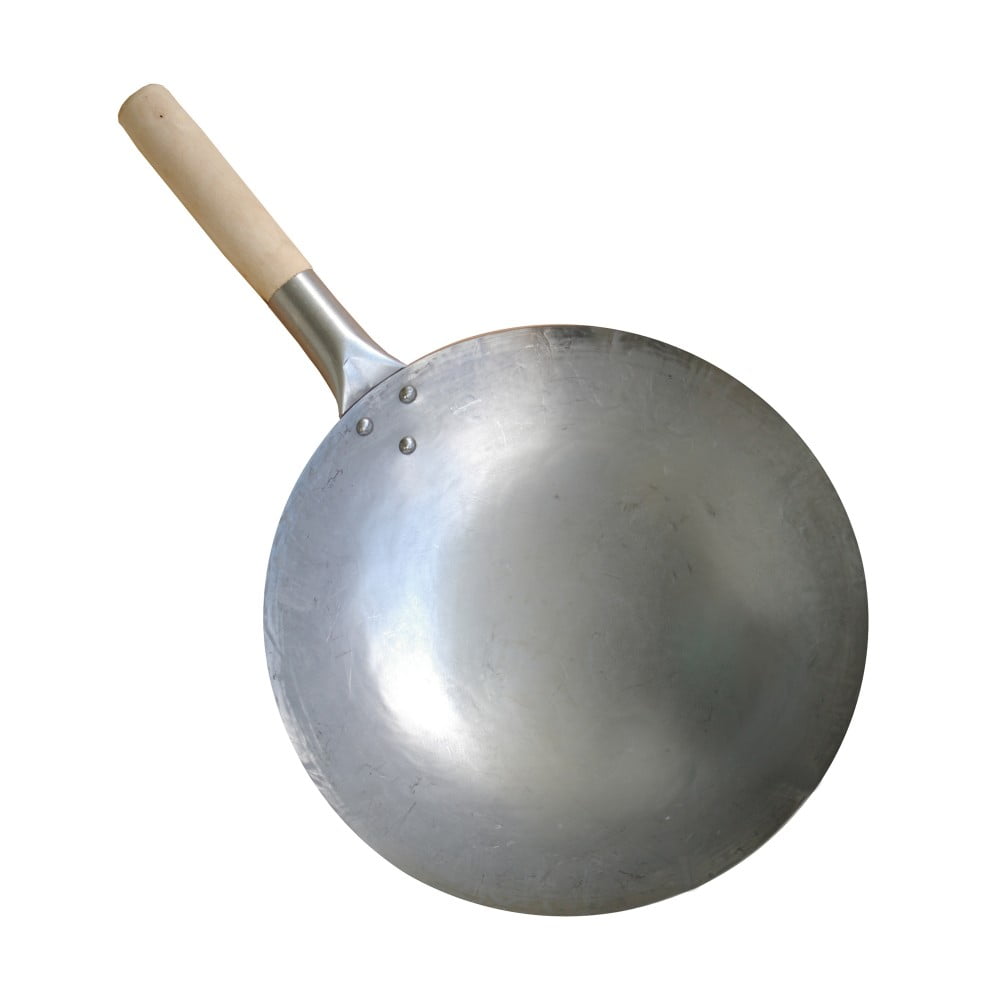 Patelnia wok RĘCZNIE KUTY ze stali węglowej 12cali