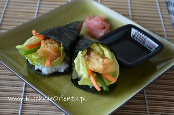 Temaki sushi z tempurą z dorsza