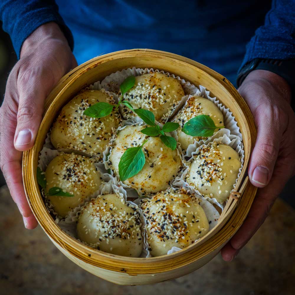 Bułeczki na parze Baozi z krewetkowym farszem