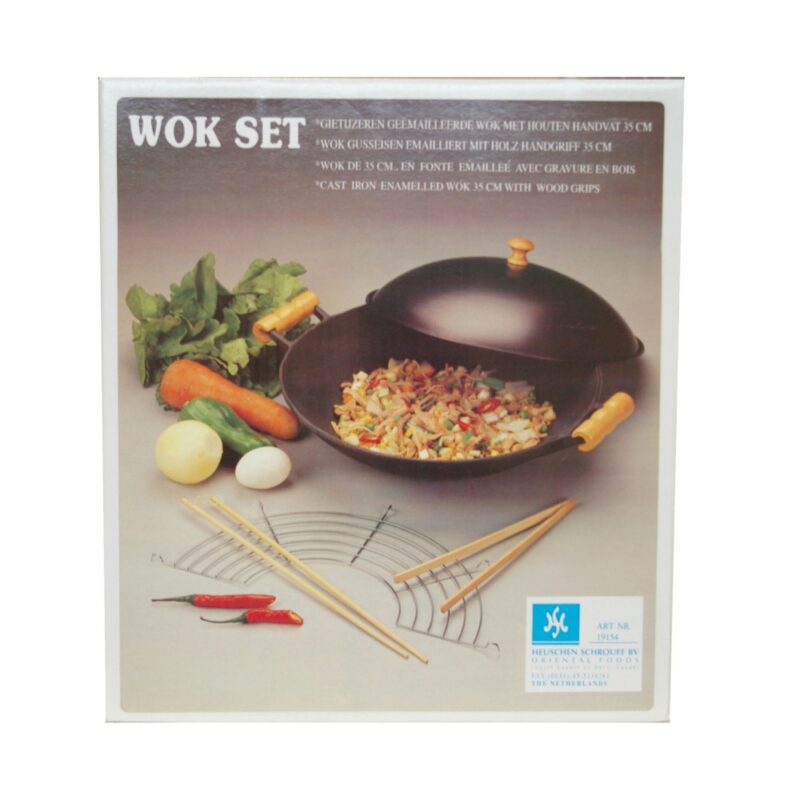 Wok żeliwny 14'' z zestawem akcesoriów